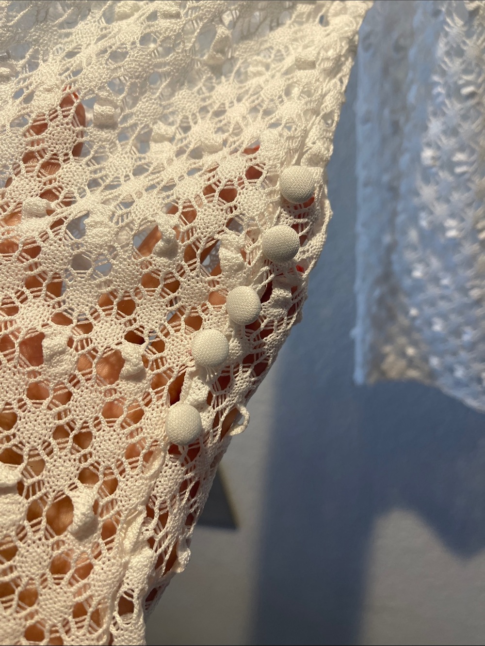 Vince Camuto White Open-Weave Long Sleeve Pullover - Picture 9 of 9